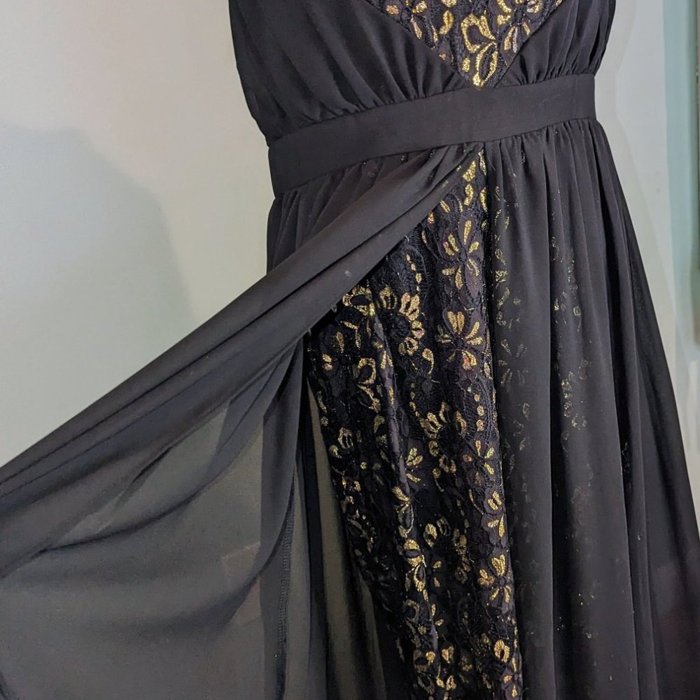Black and Gold Hi Low Dress XL